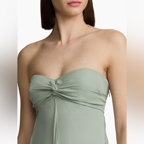 Ralph Lauren Collection Rhiannon Ruffle Silk Gown Light Green Maxi Dress - Picture 3 of 14